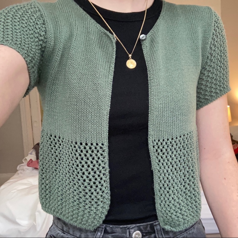Jonathan Martin knit short sleeve top/cardigan